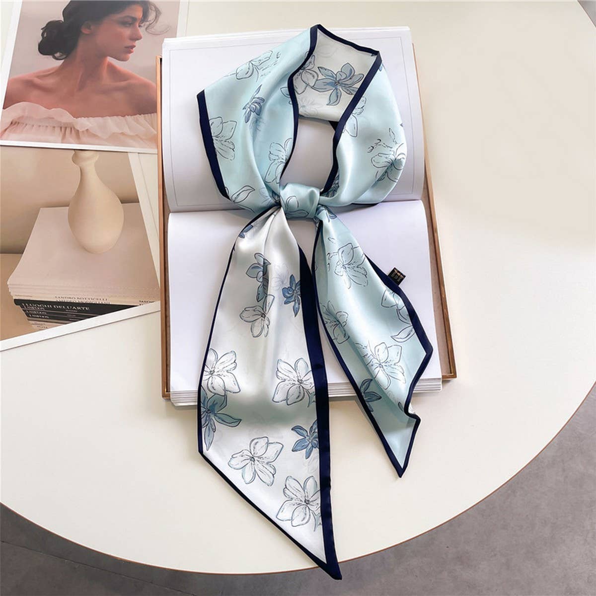 FASHIONABLE DOUBLE-LAYER RIBBON ANGLED HEAD SCARF