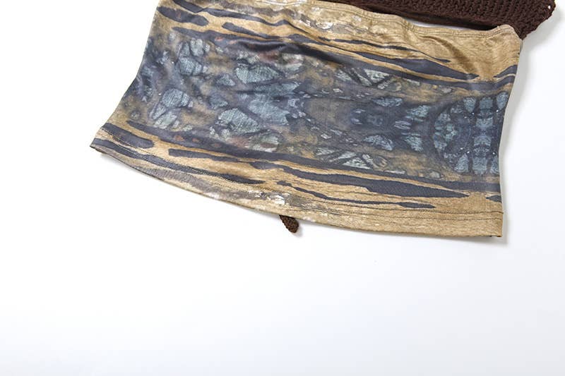 Backless Halter Neck Printed Mini Skirt