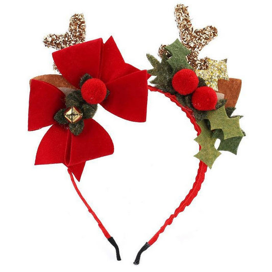 Fuzzy Red Bow Christmas Headband for Women