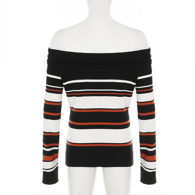 SLOUCHY STRIPED SWEATER IN CONTRASTING COLORS