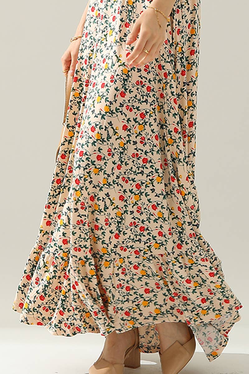 CWDMD542_MAXI RUFFLE DETAILED SLEEVELESS DRESS