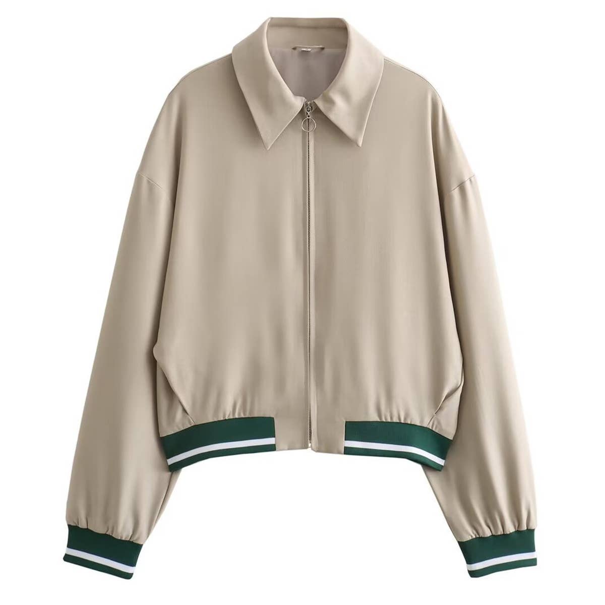 THREADED SUIT COLLAR ZIPPER JACKET