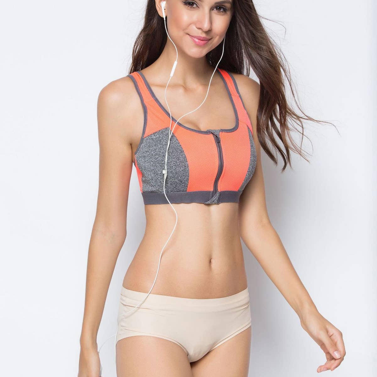 DOUBLE LAYER FRONT ZIP SPORTS BRA