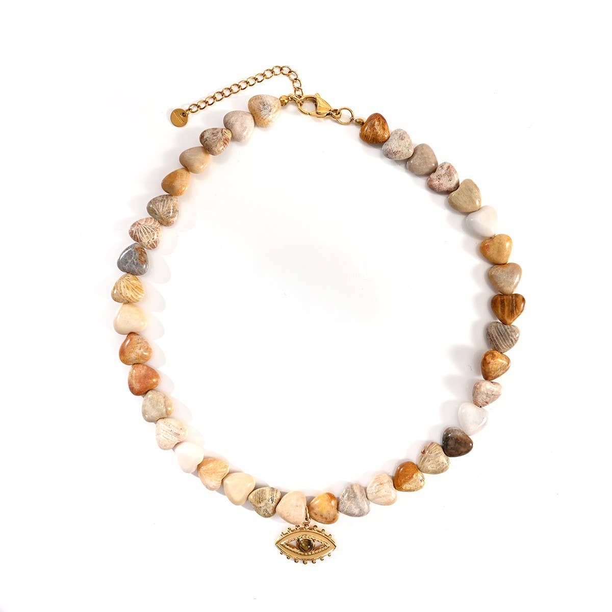 Durable Steel Heart Necklace with Evil Eye Stone