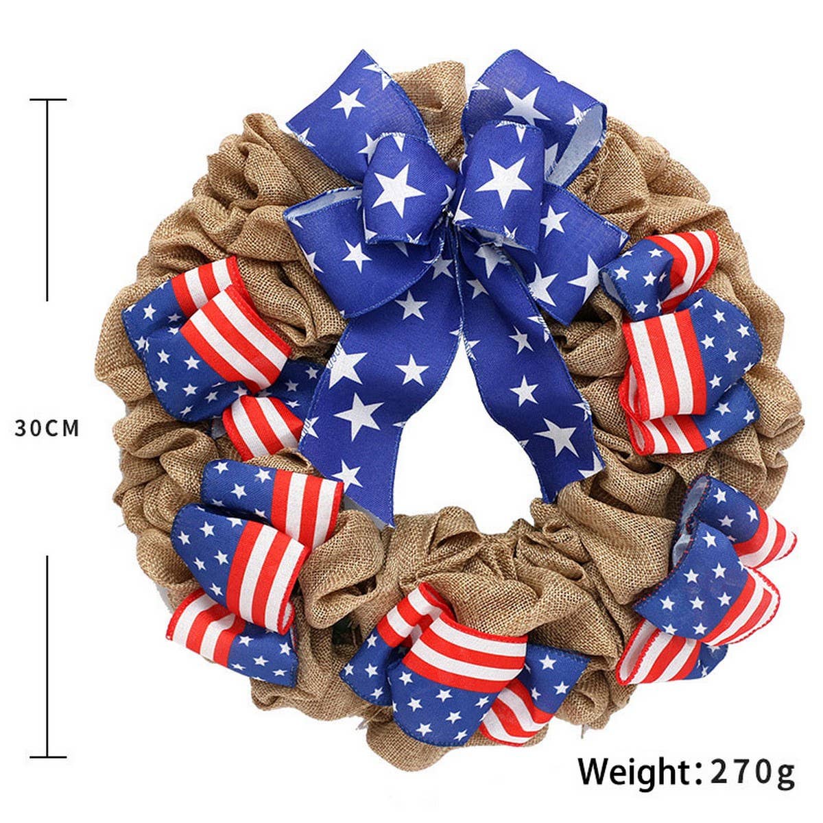 USA Flag Dual Ribbon Wreath for July 4th Decor_CWAJE05387