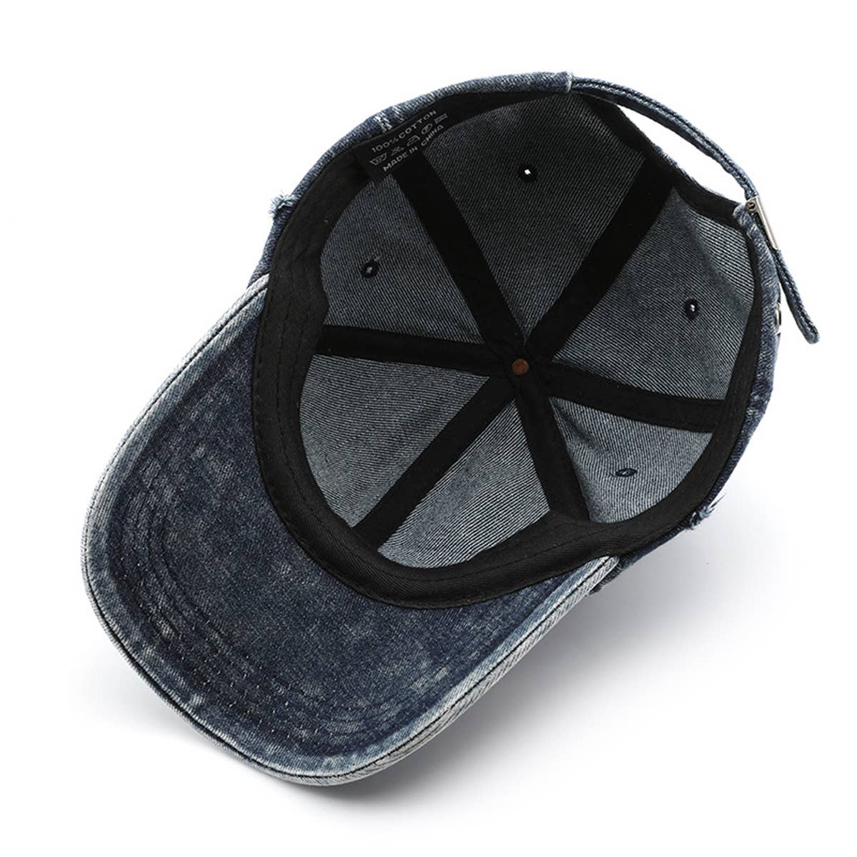 Vintage Washed Distressed Denim Baseball Cap_CWAH0896