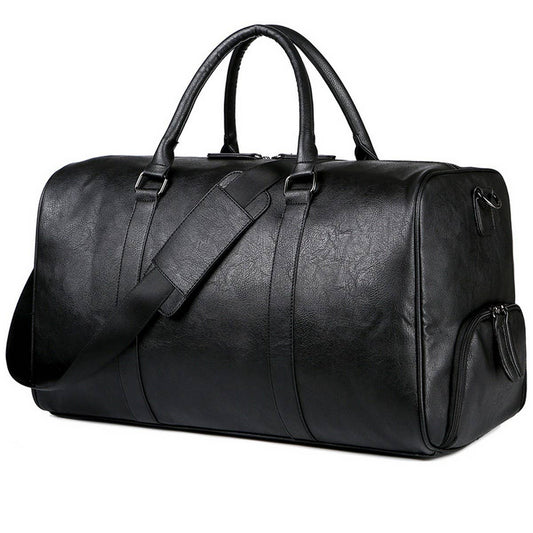 Large Leather Travel Duffel for Men, Shoe Storage_CWAB5174