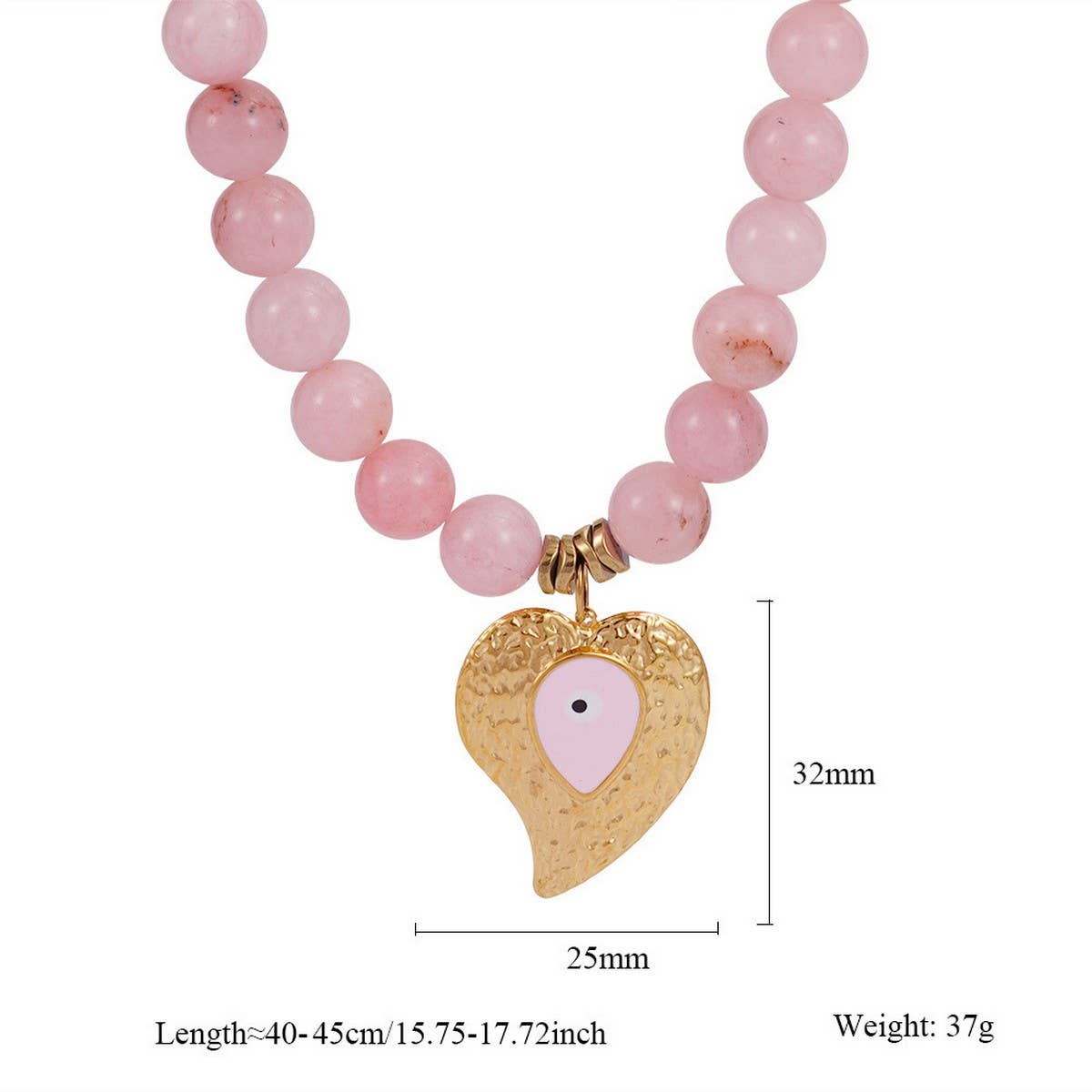 Colorful Beads Malachite Evil Eye Heart Necklace