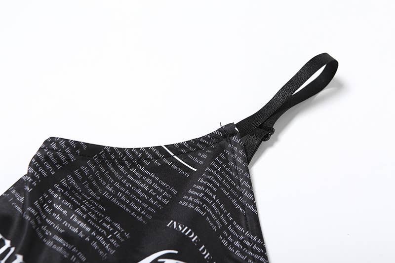 SEXY LOW-CUT FIT PRINT HALTER BAG HIP SHORT DRESS