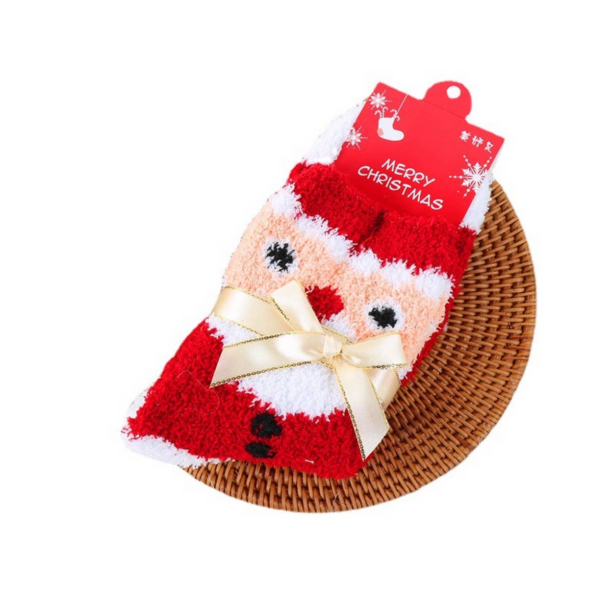 CHRISTMAS TREE THICKENED BOW CHRISTMAS SOCKS