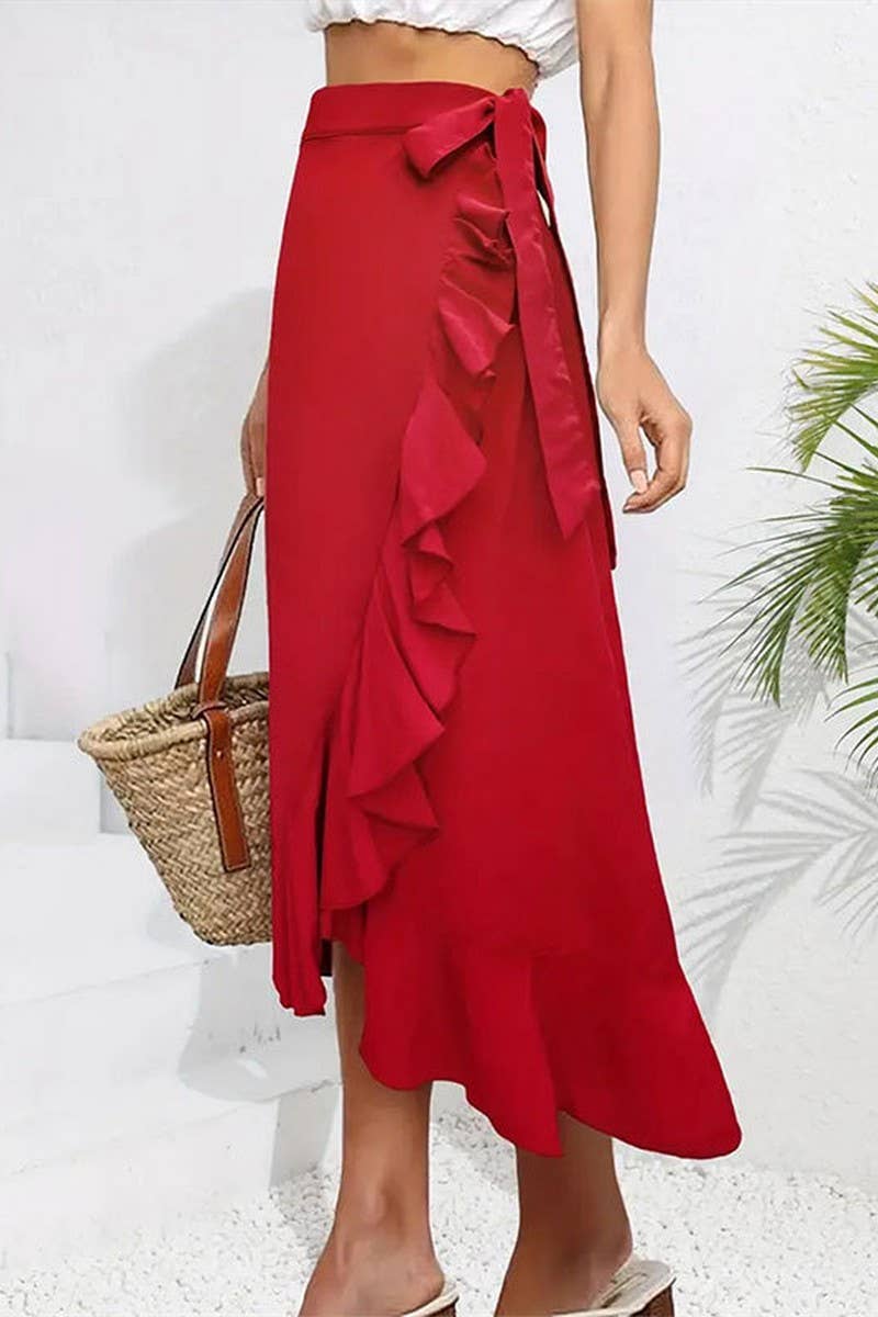 CWBMS0426_SPRING AND SUMMER RUFFLED IRREGULAR SKIRT