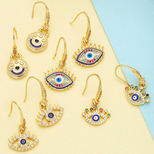 COLORED ZIRCON DEVIL'S EYE PENDANT EARRINGS