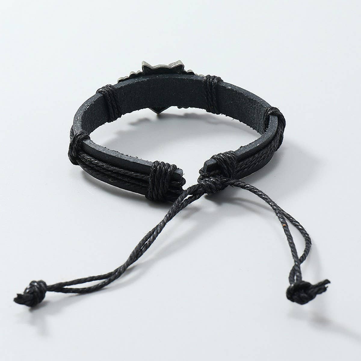 VINTAGE BRAIDED WOLF HEAD LEATHER BRACELET