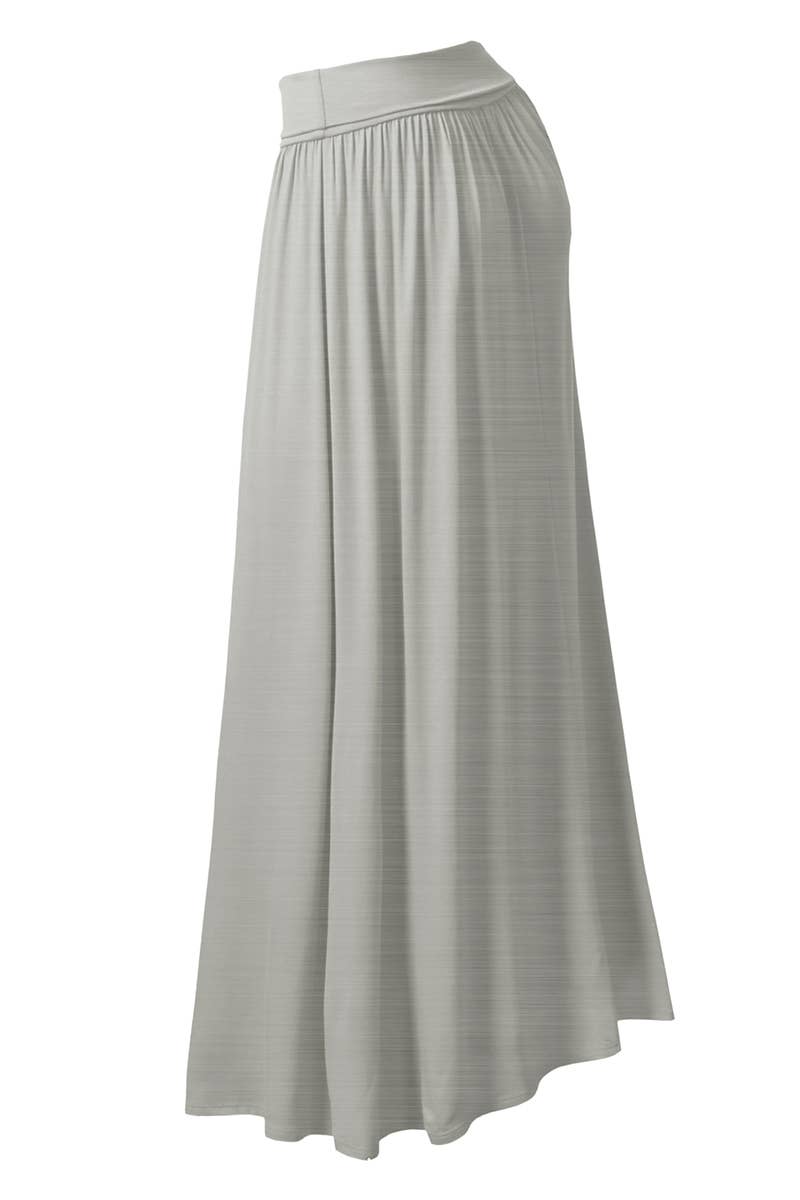 AWBLS089_High Waist Elastic Closure Gather Maxi Skirt