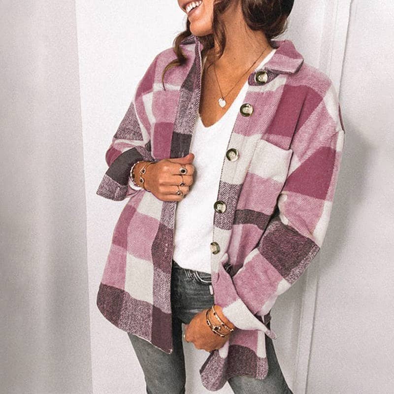 FLANNEL PLAID BREASTED SHIRT JACKET