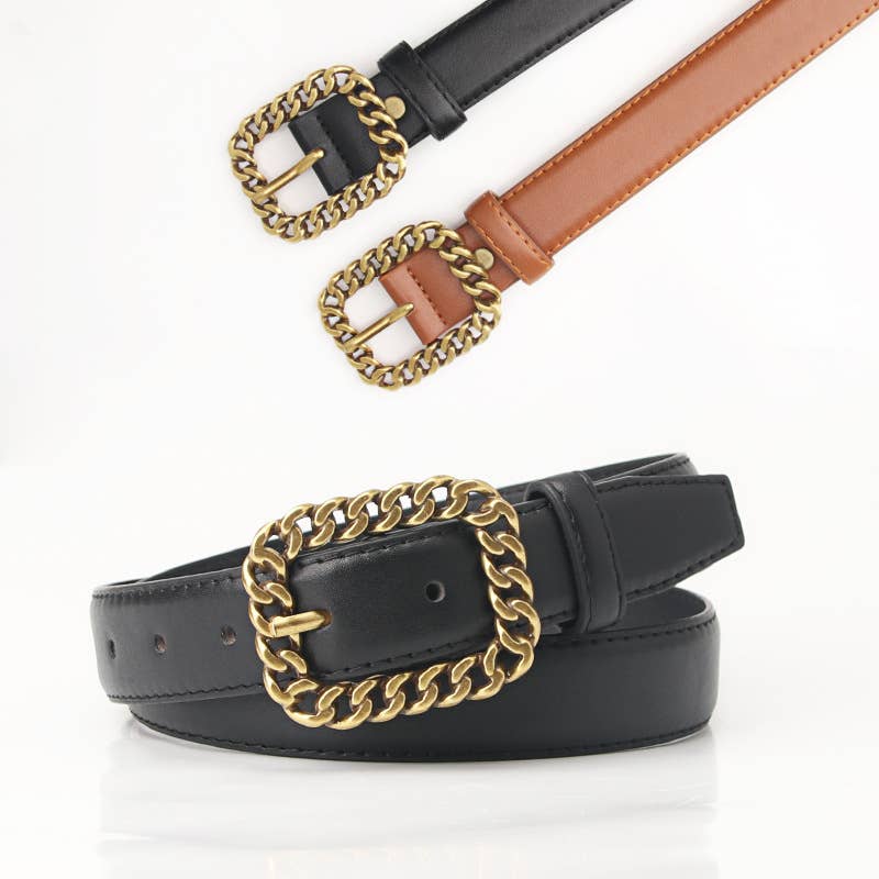 Retro chain buckle trendy women's belt