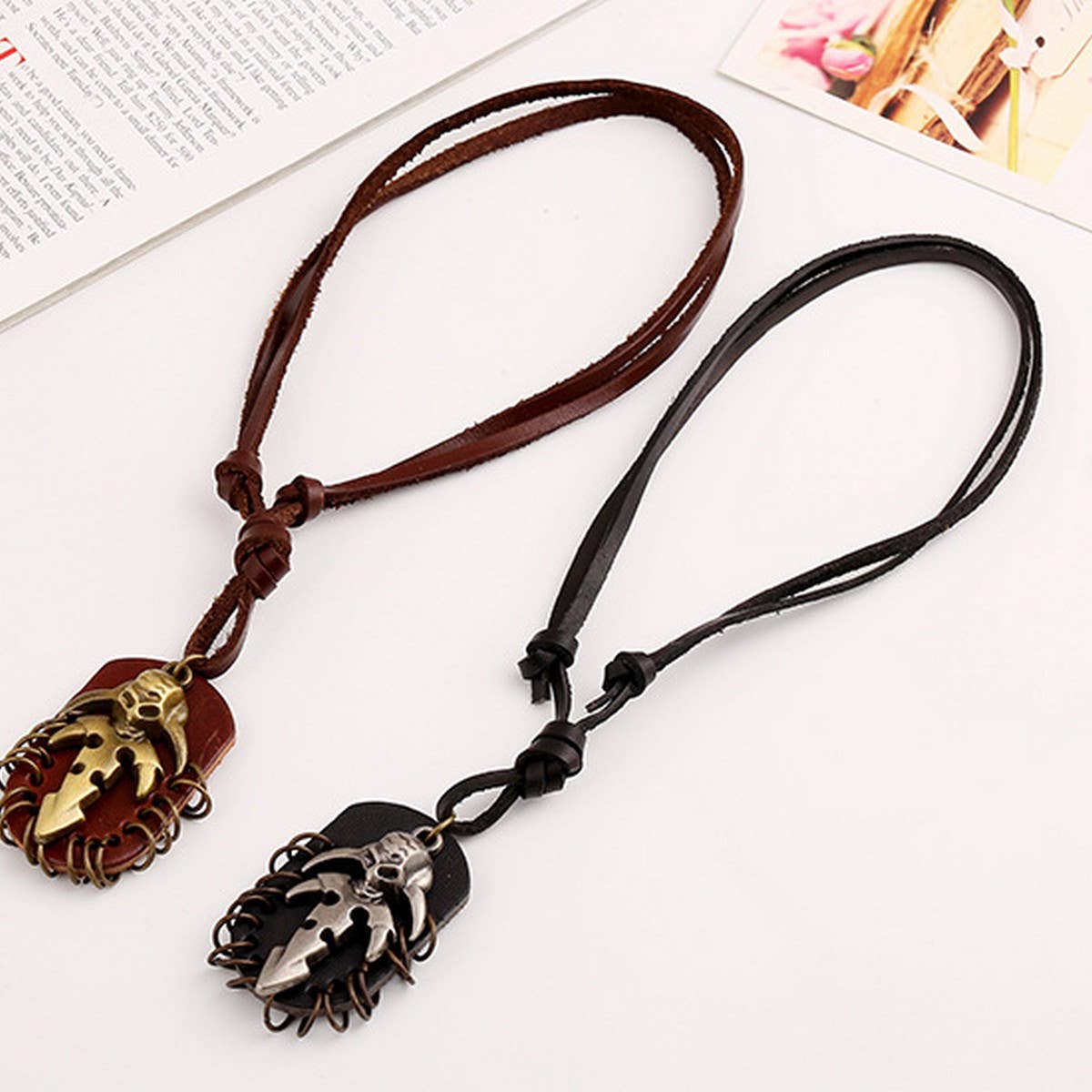 PUNK RETRO STYLE MEN'S LEATHER NECKLACE_CWMM4623