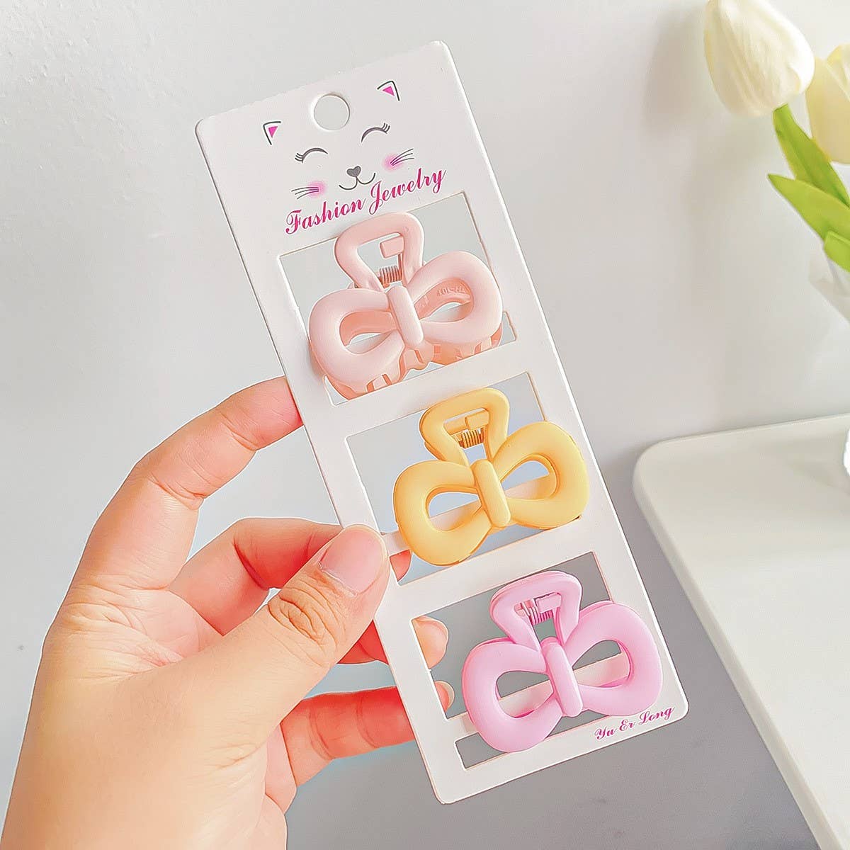 FROSTED SOLID COLOR GRAPHIC MINI HAIR CLIP_CWAHA0724