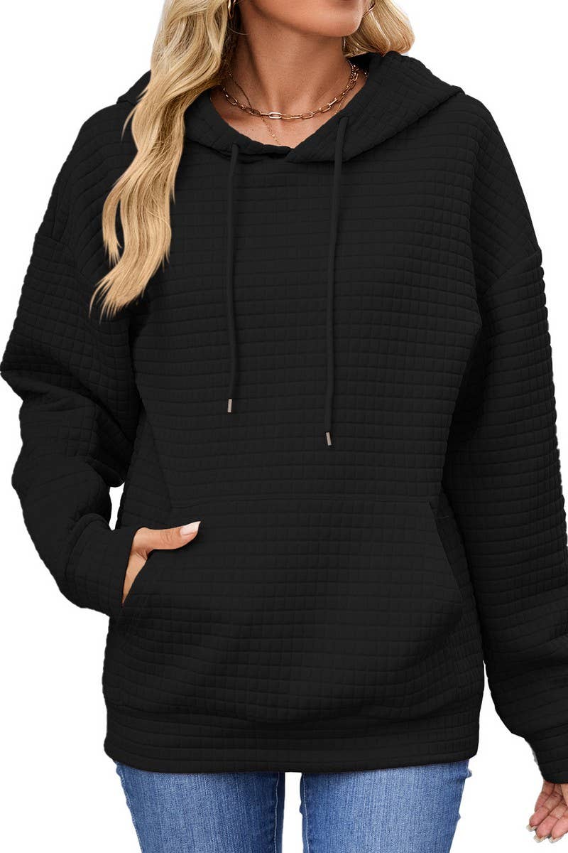 CWOHOL00659_CASUAL POCKET DRAWSTRING LONG SLEEVE HOODIE