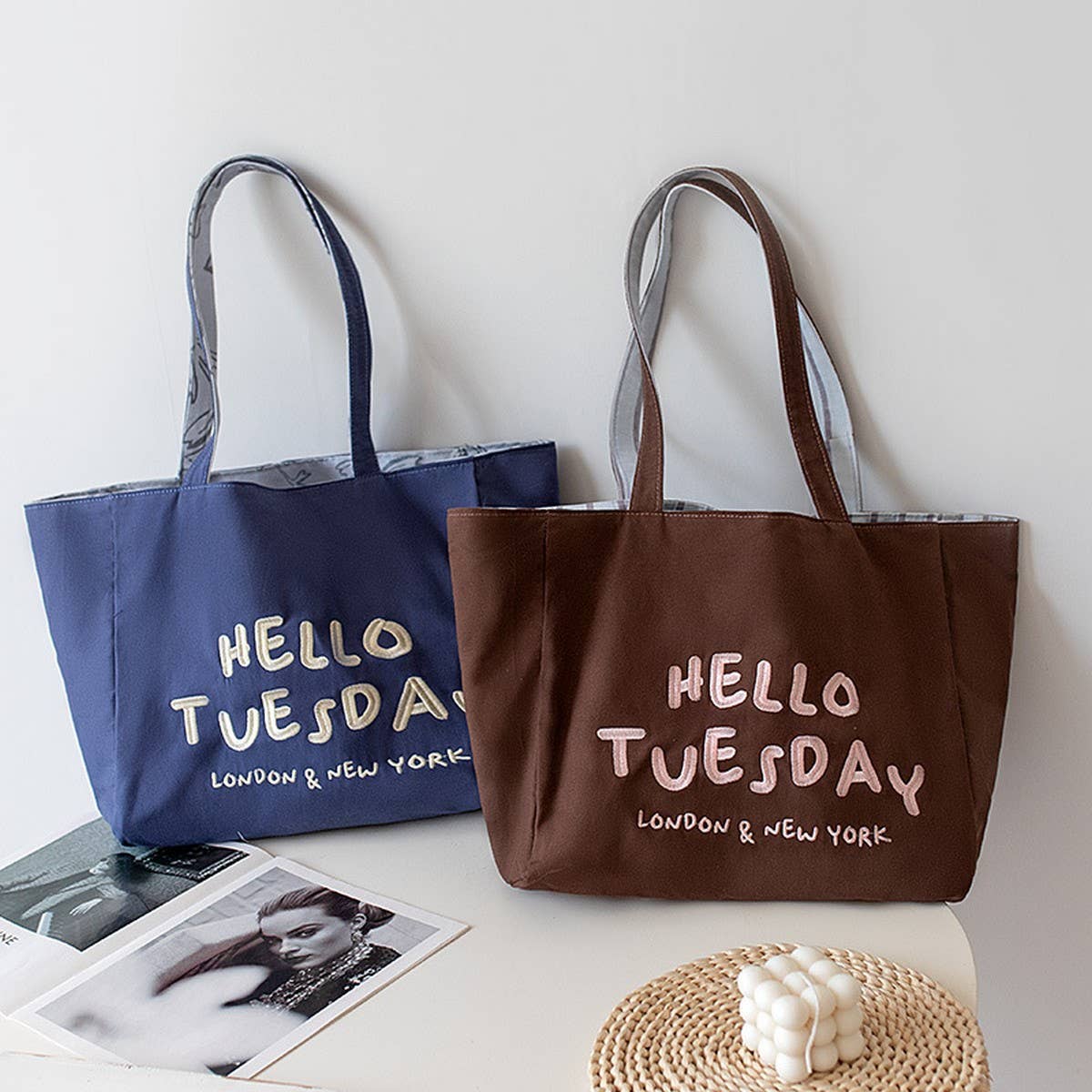 Embroidered Lazy Style Large Canvas Tote for Women_CWAB5642