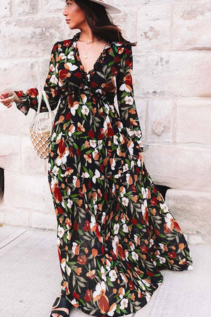 CWDMD5429_STYLISH FLORAL LONG SLEEVE ELEGANT MAXI GOWN