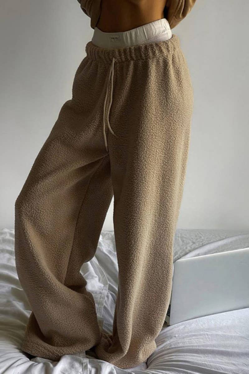 CWBMP0180_AUTUMN WINTER CASUAL PLUSH STRAIGHT LEG PANTS
