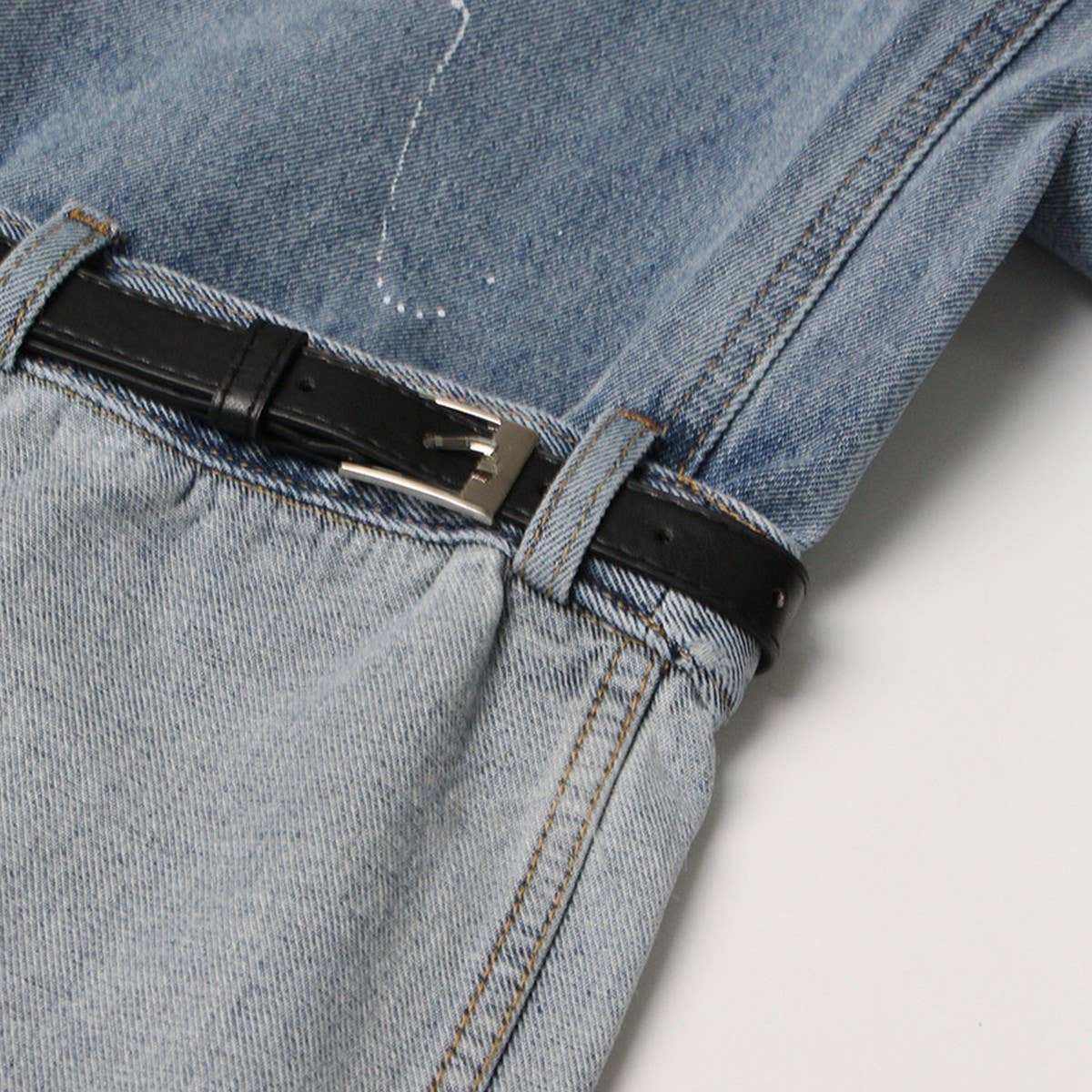 WOMENS HIGH WAISTED STRAIGHT LEG PATCHWORK JEANS