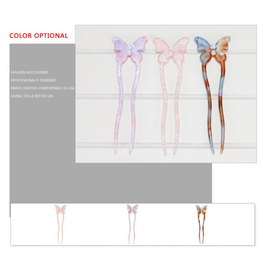 BUTTERFLY ACETATE HAIRPIN U-SHAPED PEARL HAIRPIN_CWAHA4207