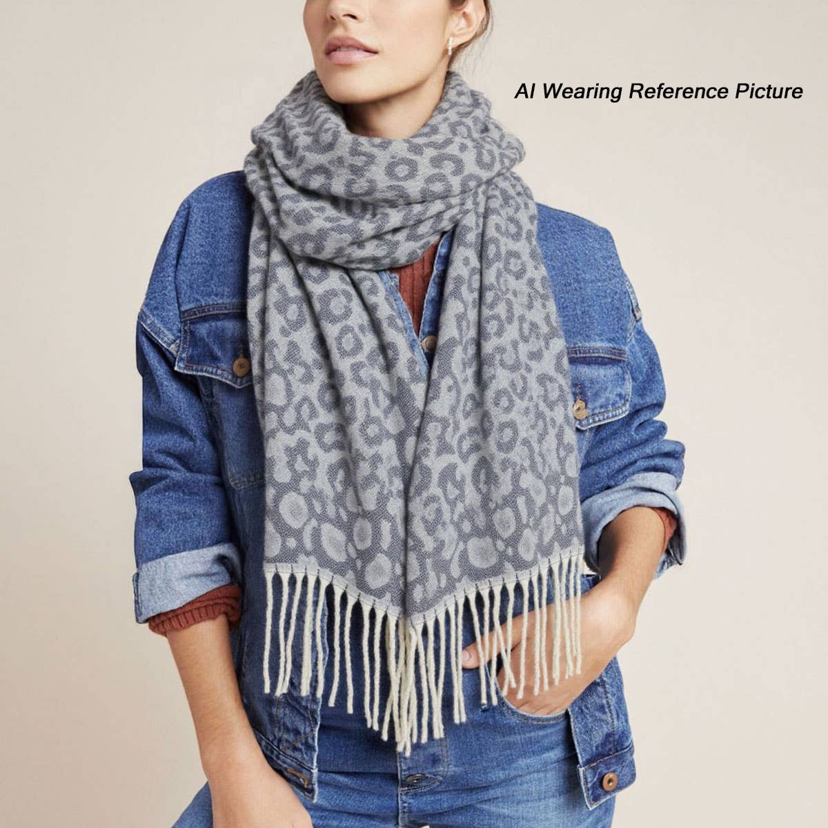 Leopard Jacquard Scarf ? Faux Cashmere Winter Wrap