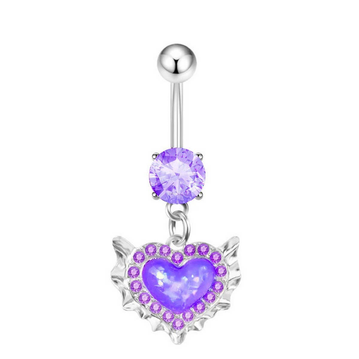 Heart Opal Zircon Belly Button Ring