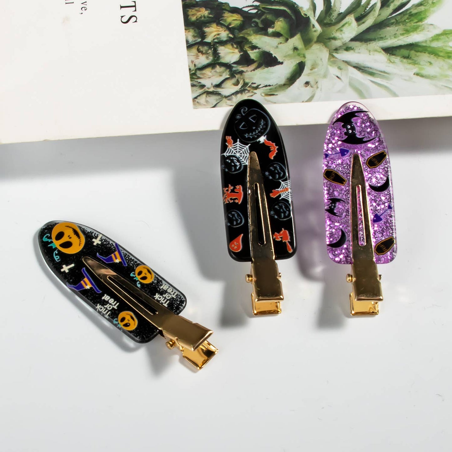 HALLOWEEN ACCESSORIES ACRYLIC PRINTED HAIR CLIP