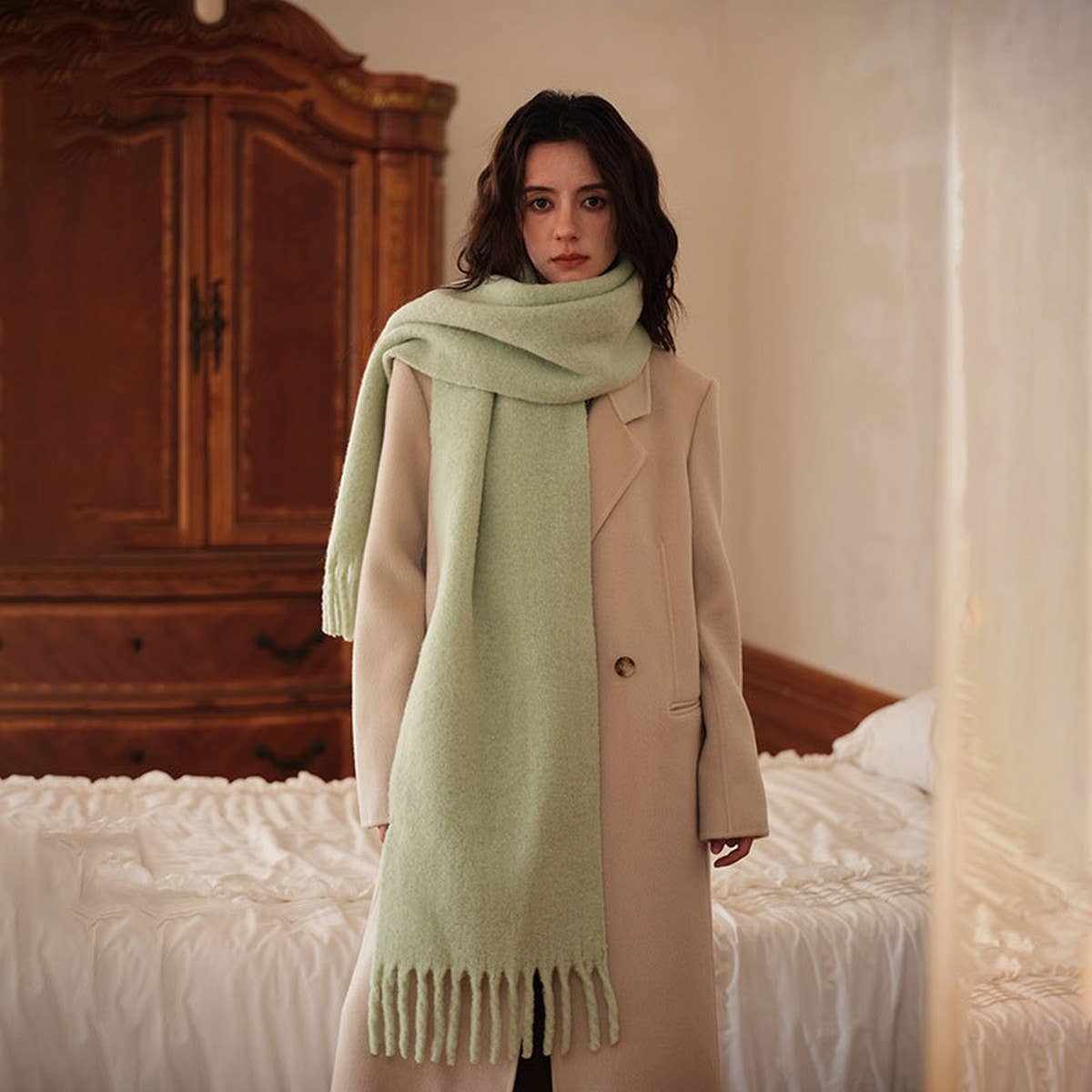 Blend Scarf ??75% Wool Thick Solid Neckwarmer_CWASC2283