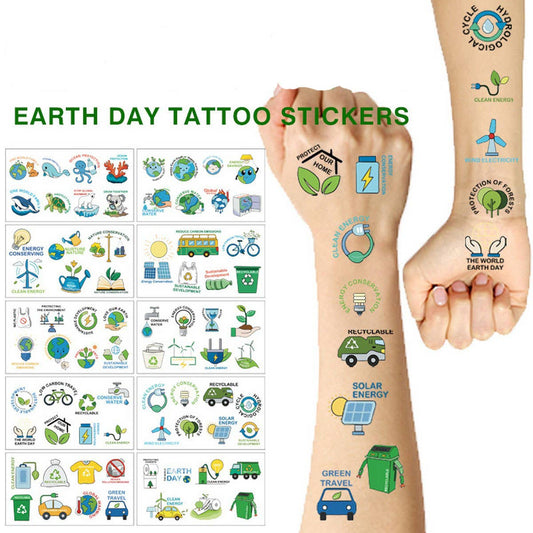 Earth Day Green Plant Face Tattoos Waterproof