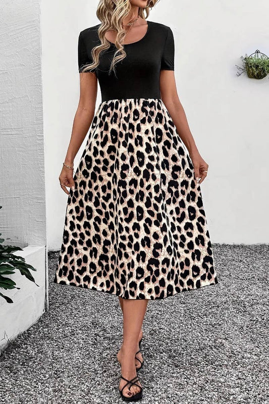 CWDMD6331_SUMMER NEW PRINT STITCHING ELEGANT DRESS