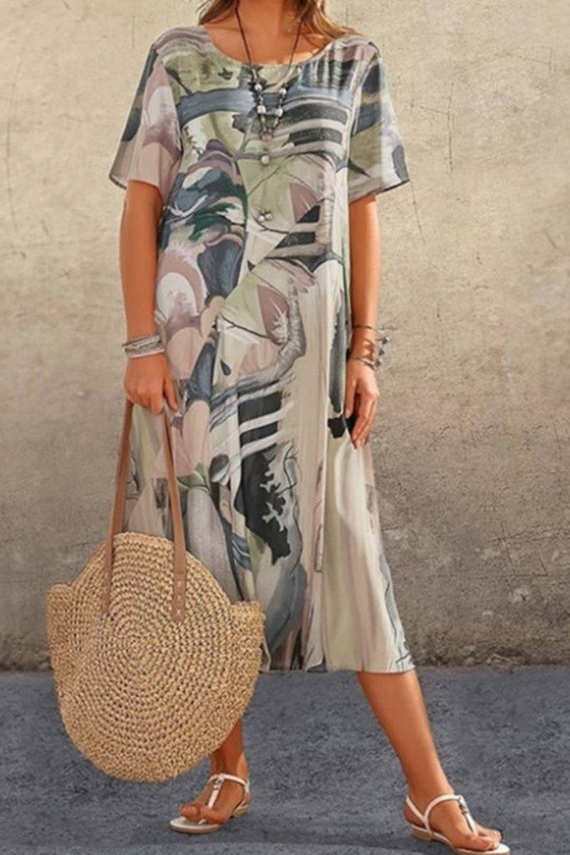 CWDMD5714_SUMMER SHORT-SLEEVED LOOSE CASUAL DRESS