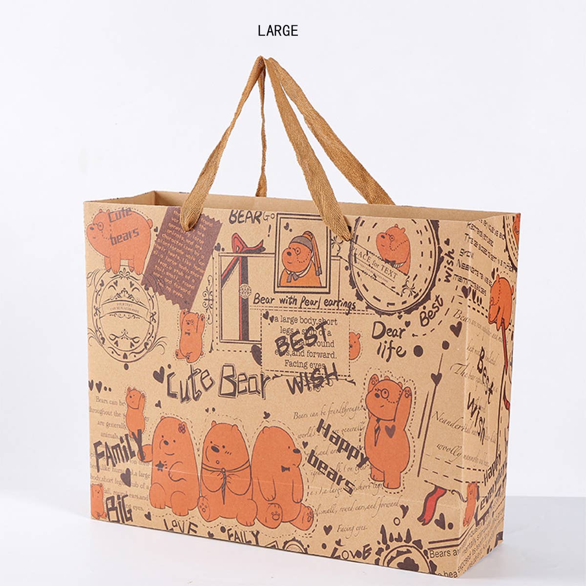 RETRO GIFT BAG CUTE BEAR PORTABLE KRAFT PAPER BAG_CWMM1031
