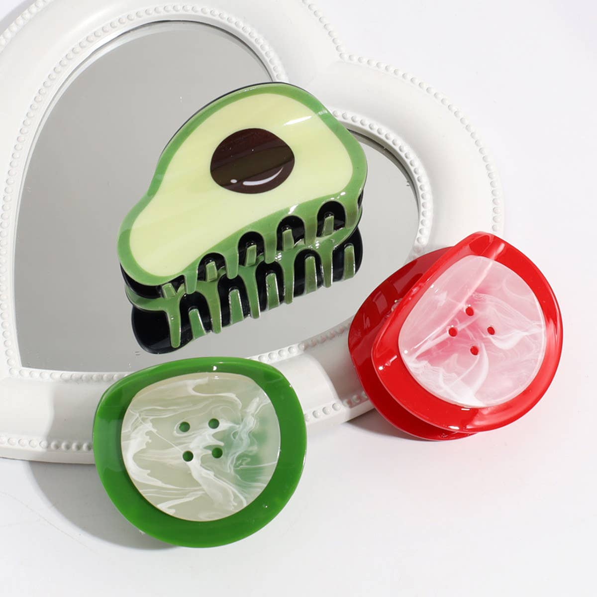 Vintage Acetate Hair Claw - Angel Button Clip