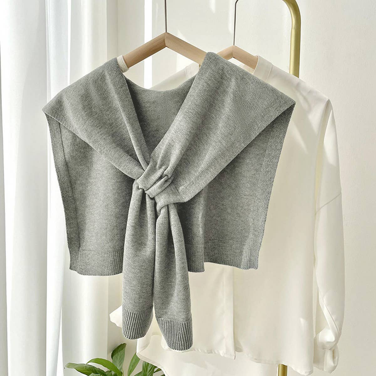 Solid Color Knitted Knotted Shawl??œCasual & Cozy _CWASC0757