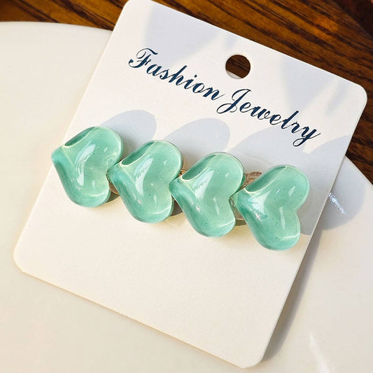 Colorful ice glitter pink heart-shaped hair clip