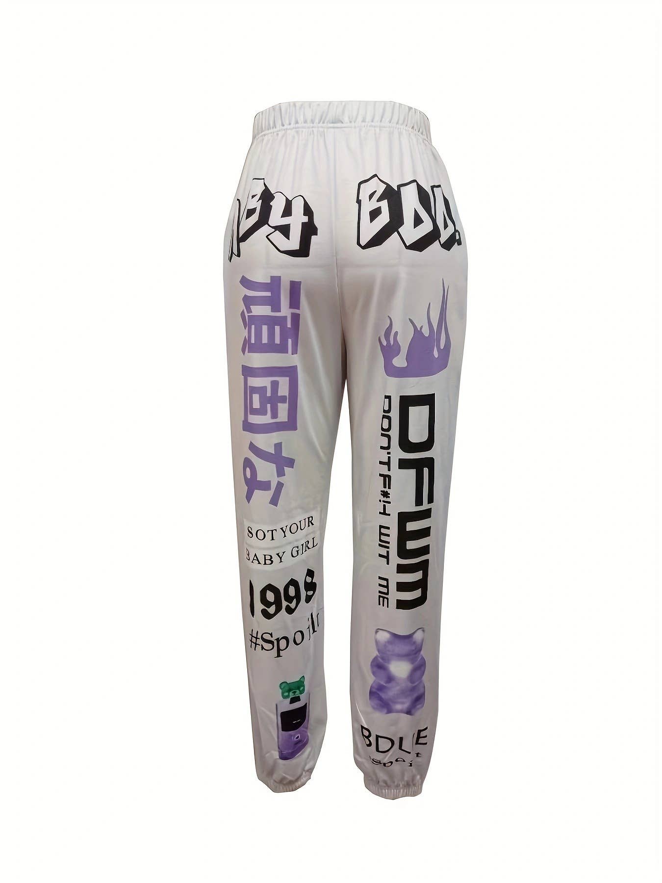 PRINTED ELASTICATED WAIST SPORTS HAREM PANTS