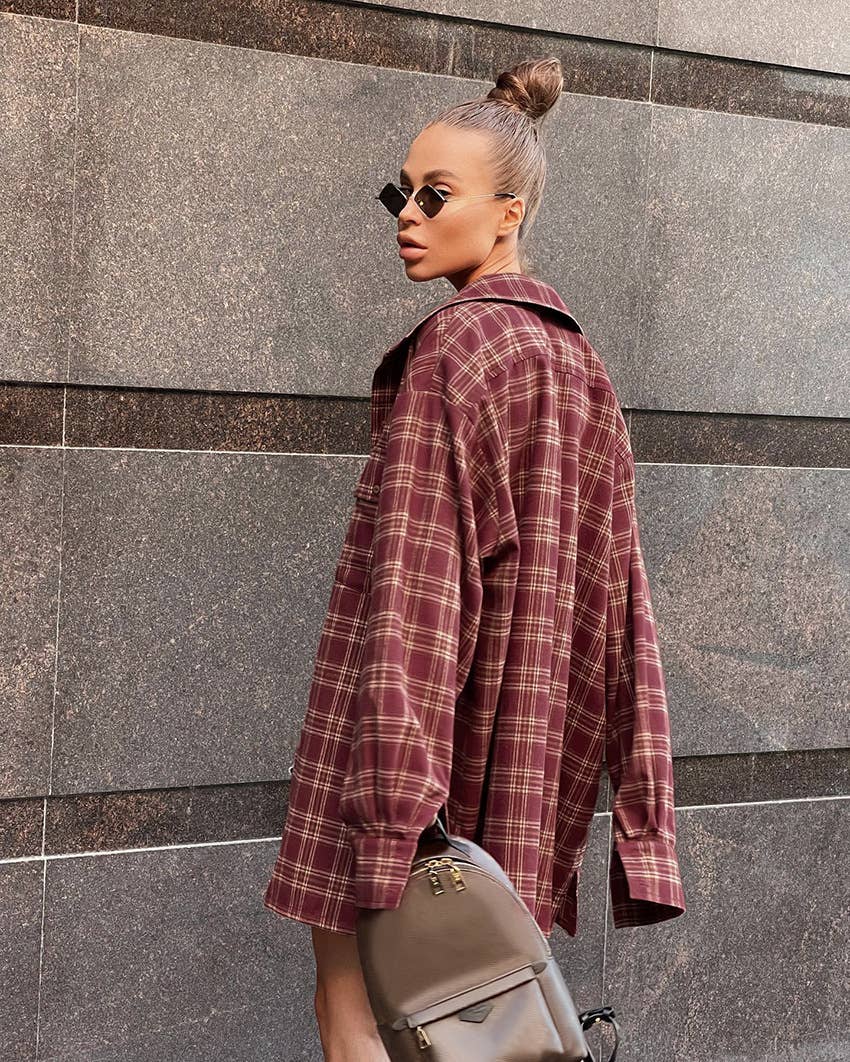 Vintage American plaid oversized shirt