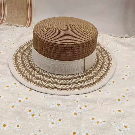 Summer retro flat top straw hat for women_CWAH3510