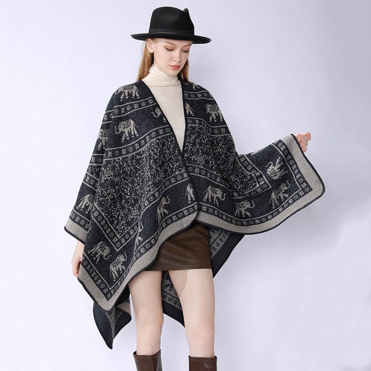 NEW FASHION RETRO ELEPHANT PATTERN SHAWL WOMEN