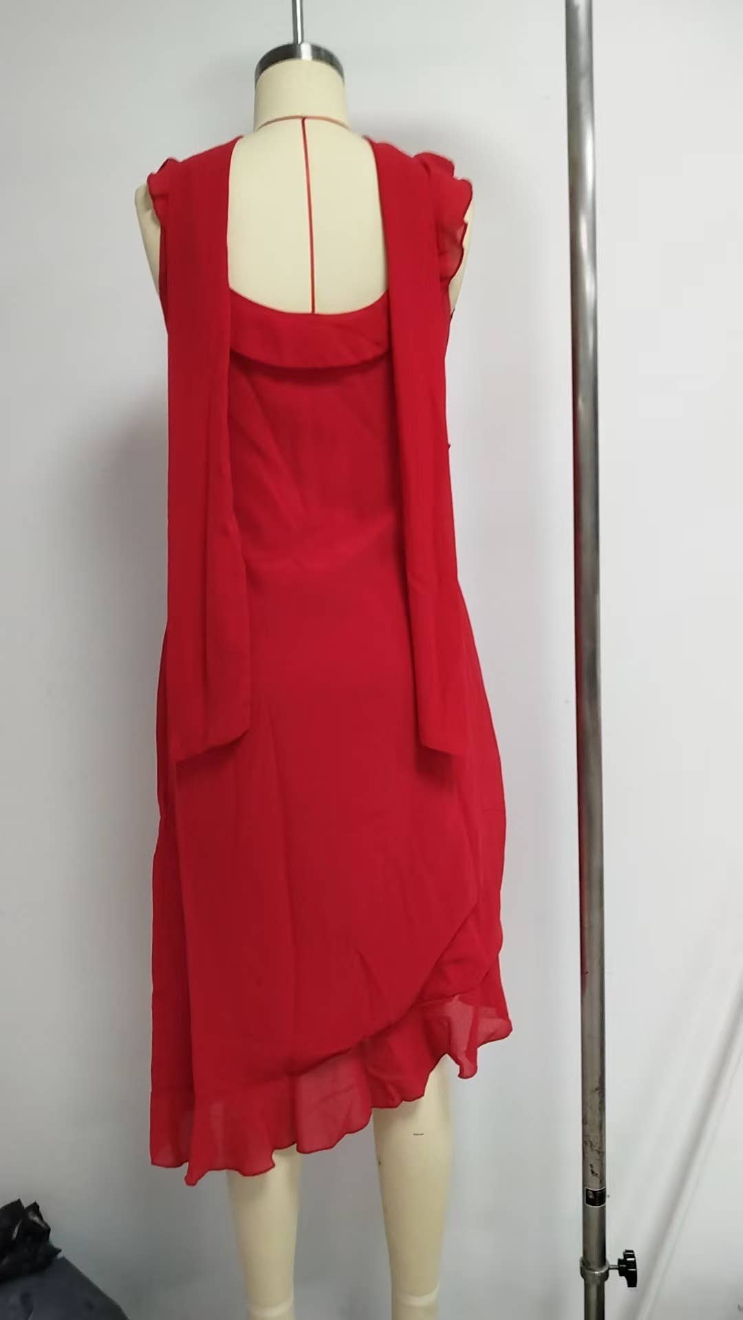 Fitted neck Sexy patchwork chiffon halter dress