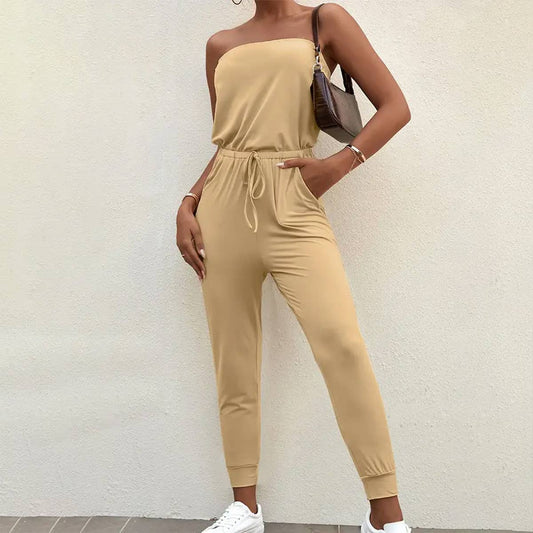 WOMEN STRAPLESS TIE UP JUMPSUITS_CWSJS0432
