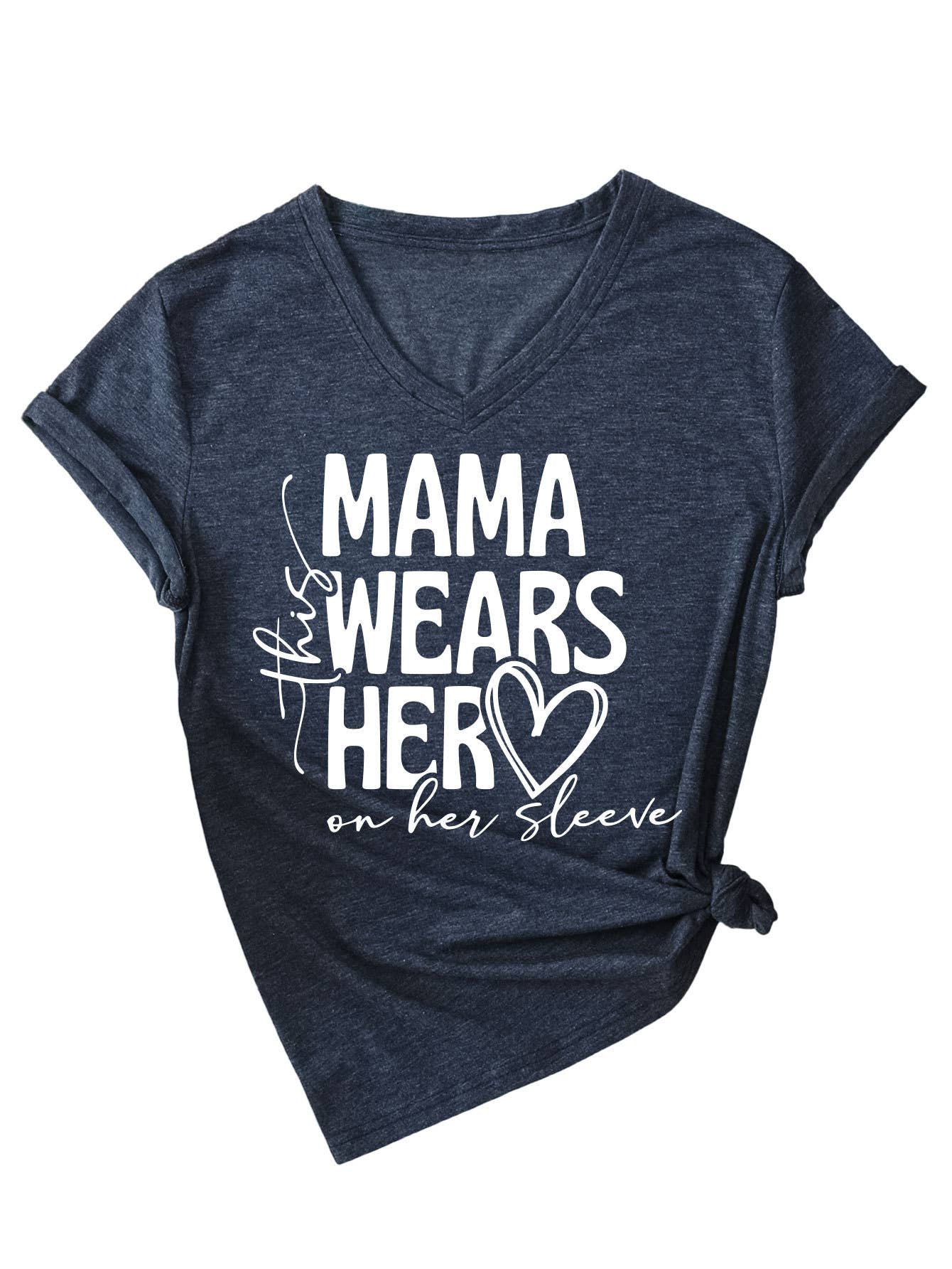 Simple Mother's Day V-neck blouse_CWTBLS0568