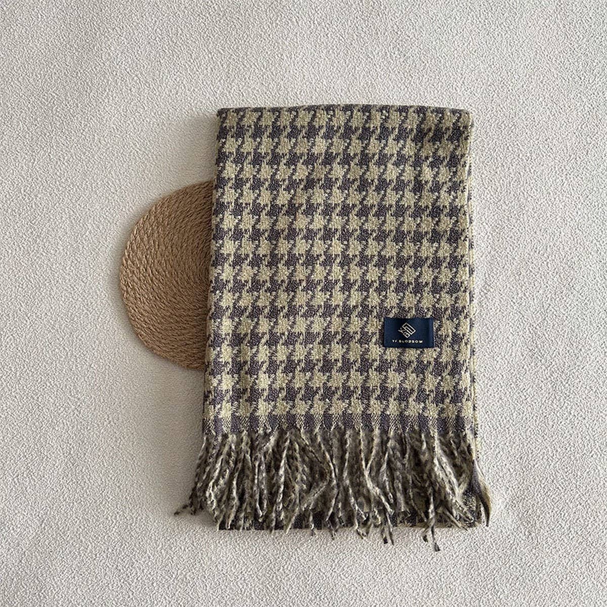 Reversible Houndstooth Scarf ? Soft Winter Wrap