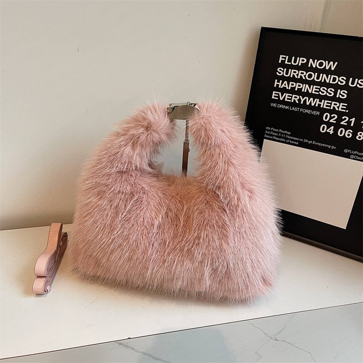 WINTER FAUX FOX FUR PLUSH SHOULDER CROSSBODY BAG_CWAB3976