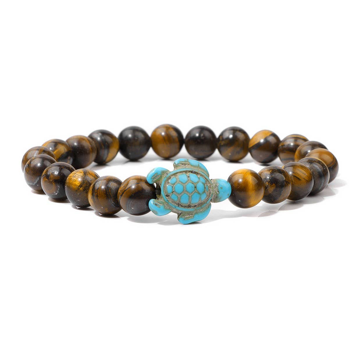 CWAJE3879_BEACH TURQUOISE TURTLE BEADED SIMPLE BRACELET