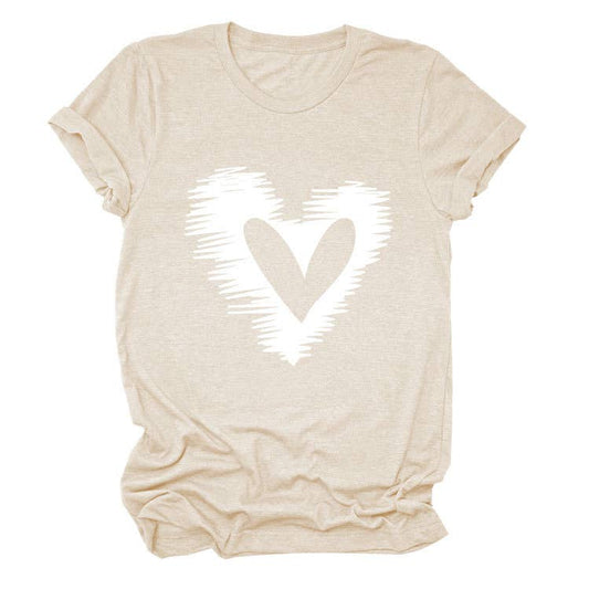 ROUND NECK LOVE PRINTED SHORT SLEEVED T SHIRT_CWTTS0748